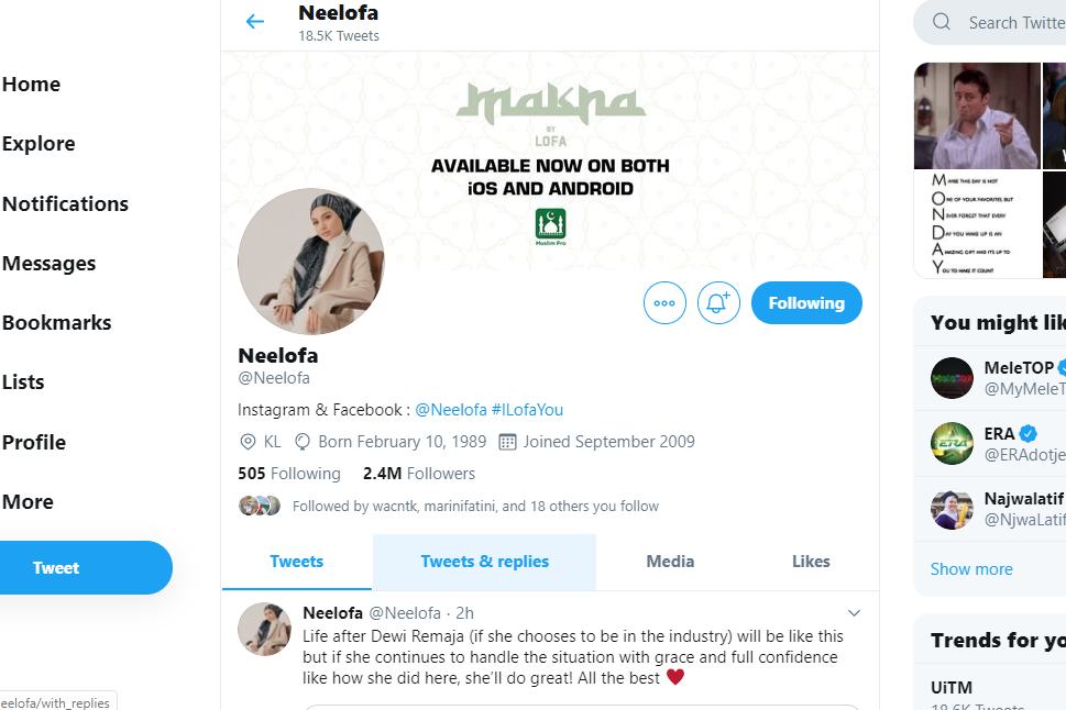 Neelofa's Twitter