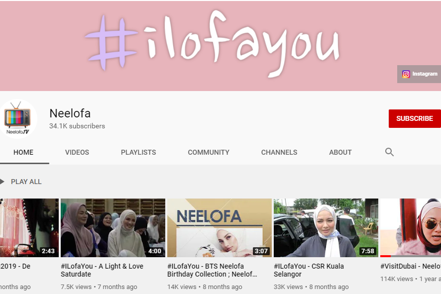 Neelofa's Youtube Channel